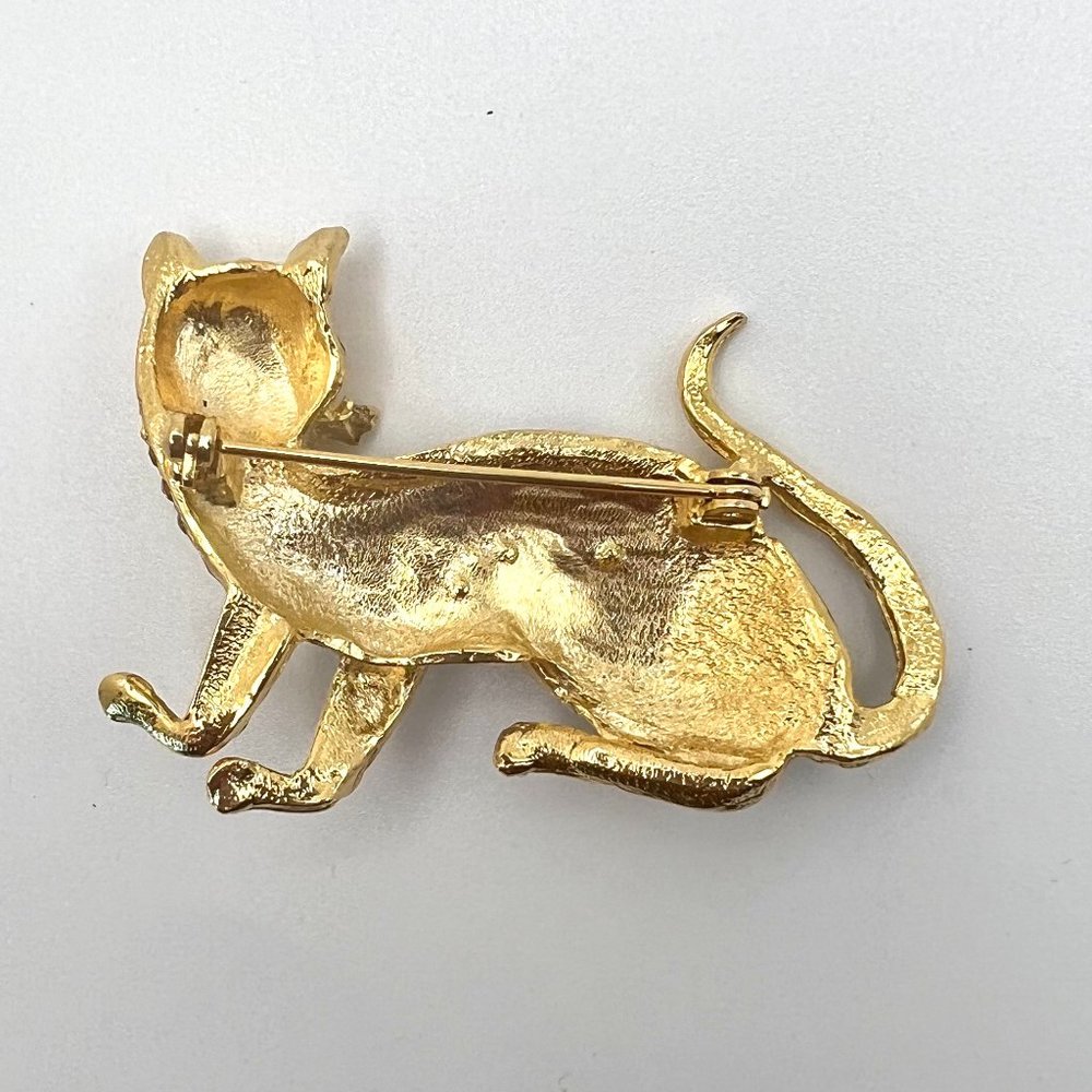 Vintage Rhinestone Pave Leopard Brooch - Picture 3 of 3